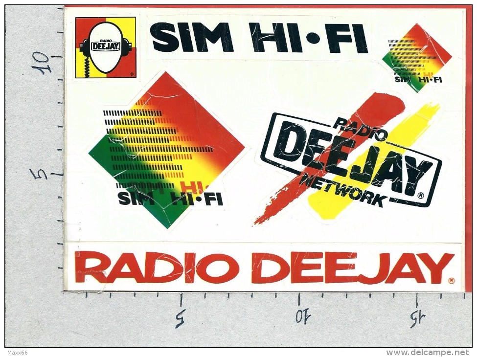 ADESIVO PUBBLICITARIO - STICKERS - SIM HI FI - Radio Deejay Network - Cm. 17 X 12 - Stickers