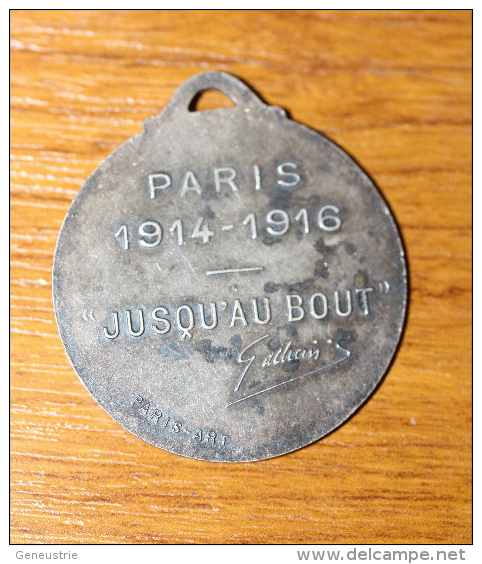 WW1 - Très Belle Médaille Pendentif "Général Gallieni - Jusqu'au Bout ! - Paris 1914/1916" - WWI - Frankreich