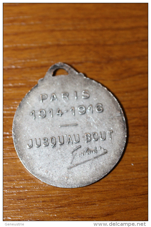 WW1 - Très Belle Médaille Pendentif "Général Gallieni - Jusqu'au Bout ! - Paris 1914/1916" - WWI - Frankreich