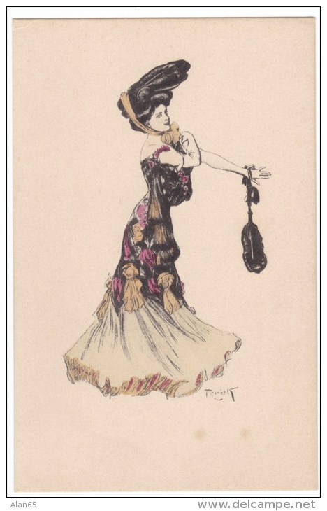 Reznicek Artist Signed Beautiful Woman Fashion C1910s Vintage Postcard 'Simplicissimus Karte Serie I, No.2' - Reznicek, Ferdinand Von