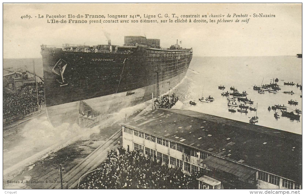 44 St Nazaire, série de 10 cartes à suivre du Lancement du Paquebot Ile de France, éd Joubier 4083 à 4092