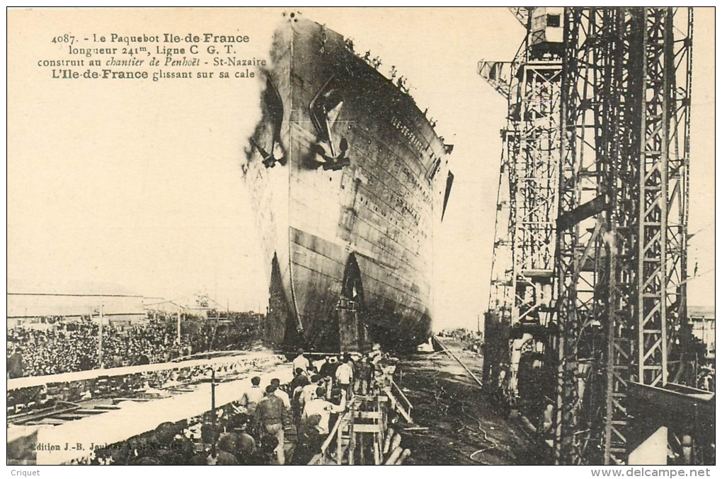 44 St Nazaire, série de 10 cartes à suivre du Lancement du Paquebot Ile de France, éd Joubier 4083 à 4092