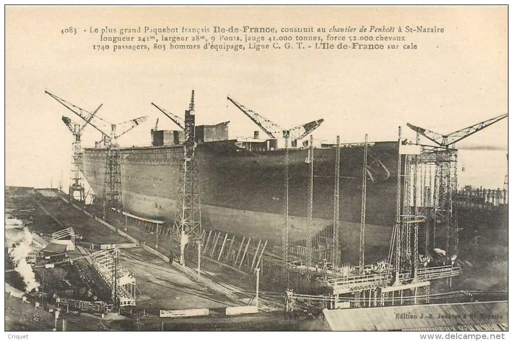 44 St Nazaire, série de 10 cartes à suivre du Lancement du Paquebot Ile de France, éd Joubier 4083 à 4092