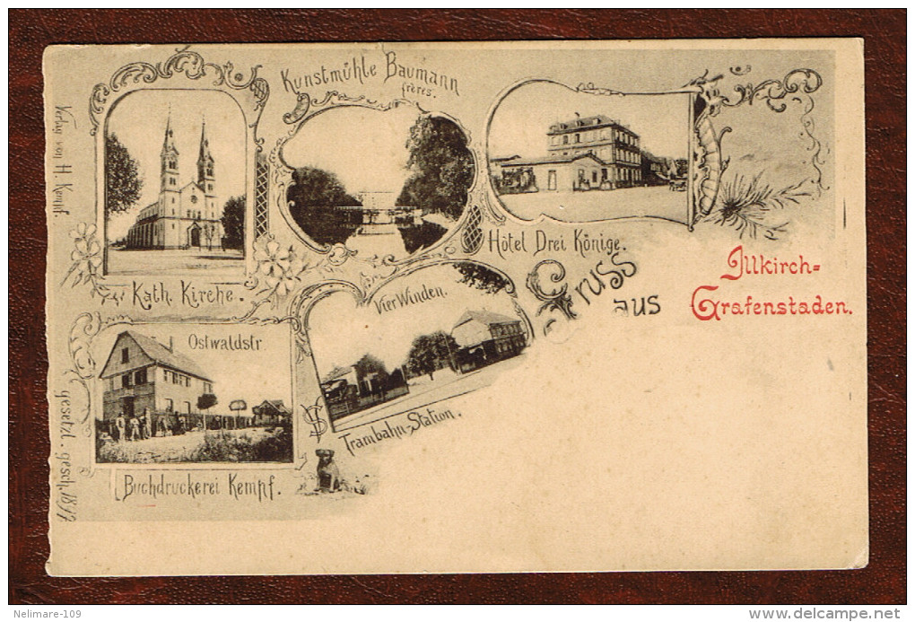 Cpa GRUSS AUS ILLKIRCH-GRAFFENSTADEN Près STRASBOURG Carte Pionnière 1897 - Autres & Non Classés