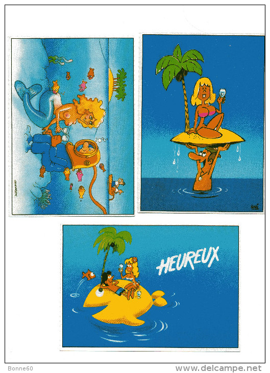 3 CP Gravures Publicitaires "Je Suis Heureux Comme Anisette 51 Dans L´eau" - Alcools