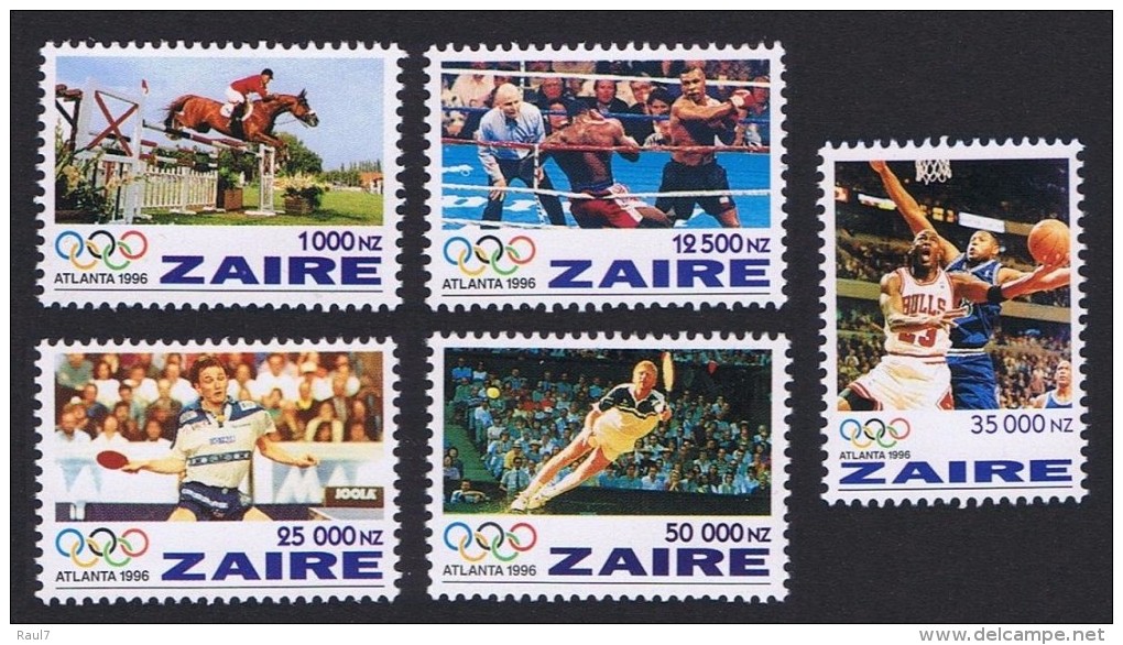 ZAIRE 1996 - Hippisme, Boxe, Jeux Olympics Atlanta 96 - 5 Val ** Neufs // Mnh - Neufs