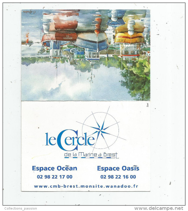 Calendrier Petit Format , 2006 , LE CERCLE DE LA MARINE à BREST , Illustrateur , Signée , Bateaux Pêche - Tamaño Pequeño : 2001-...