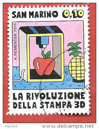 SAN MARINO USATO - 2015 -  La Rivoluzione Della Stampa 3D - 0,10 € - S. 2469 - Used Stamps