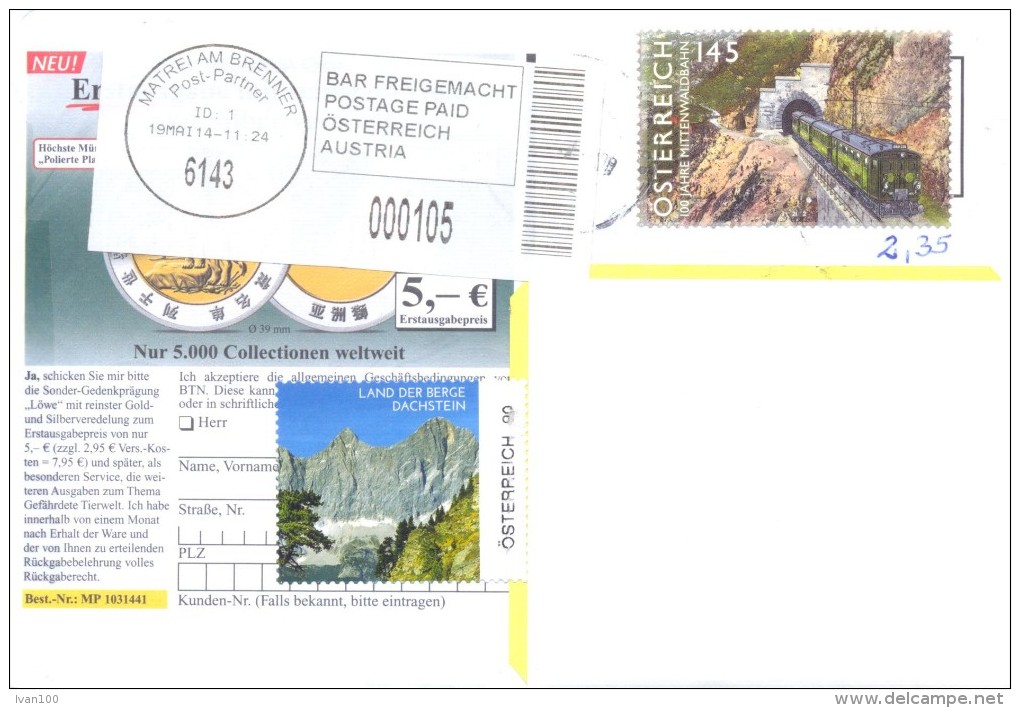 2014. Austria, The Letter By Ordinary Post To Moldova - Cartas & Documentos