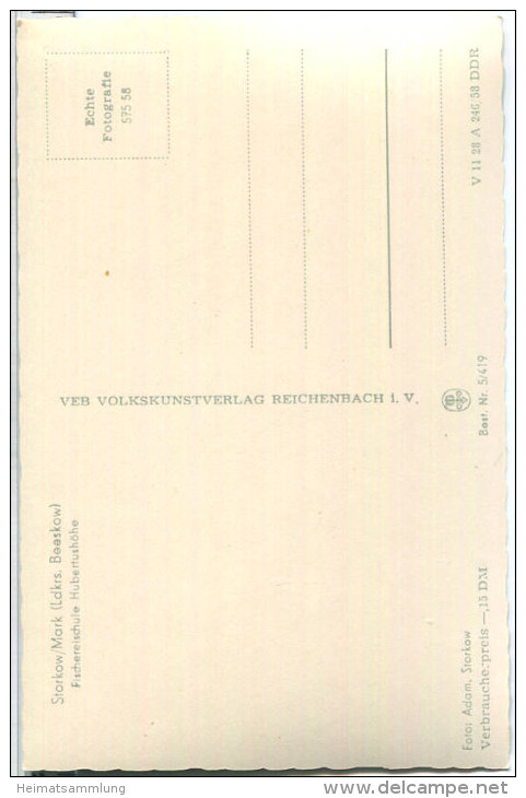 Storkow (Mark) - Fischereischule Hubertushöhe - Foto-Ansichtskarte - Verlag VEB Volkskunstverlag Reichenbach - Storkow