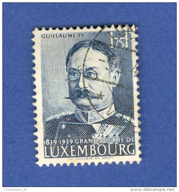 LUXEMBOURG 1939 N° 318 GRAND DUCHÉ GUILLAUME IV 175 F   OBLITÉRÉ DOS TRACE CHARNIÈRE - Usati