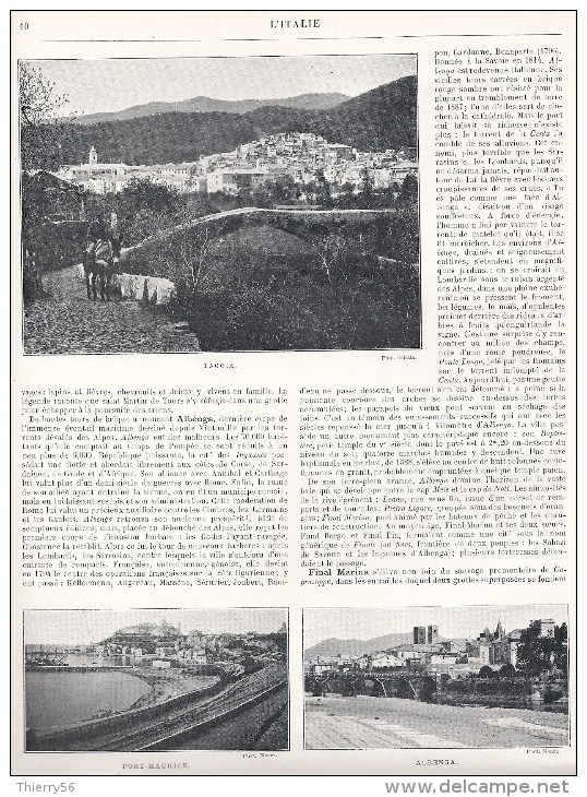 Albenga Taggia Port-Maurice Bussana L'arma De Taggia Page Recto Verso  Extraite Livre Italie Illustrée - Andere & Zonder Classificatie