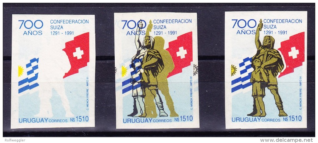 Uruguay 3 Druckphasen Ungezähnt Uruguay 1510NS 700J. Schweiz - Uruguay