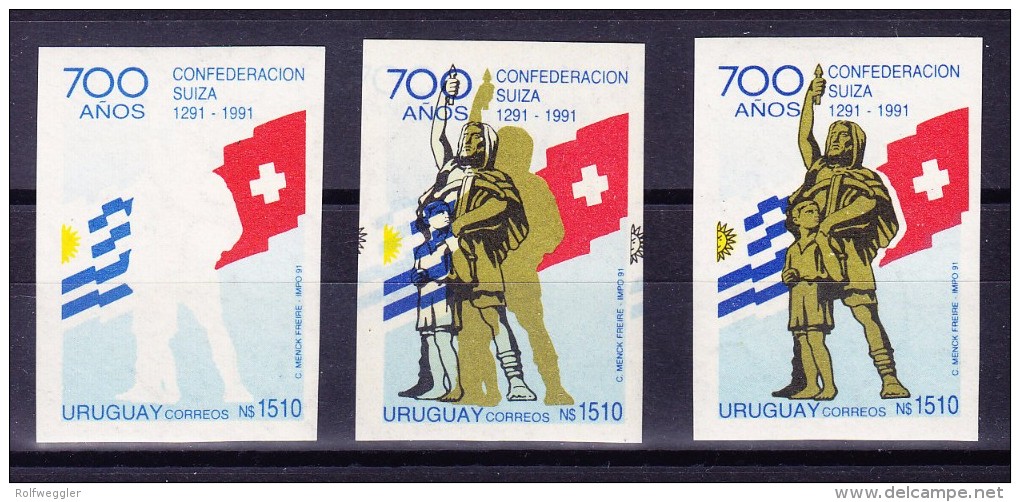 Uruguay 3 Druckphasen Ungezähnt Uruguay 1510NS 700J. Schweiz - Uruguay