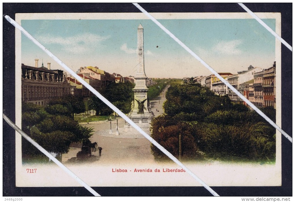 LISBOA Resttauradores Square Liberdade Avenue View Statuary 1900-20's Mint Postcard Portugal 5730 - Lisboa