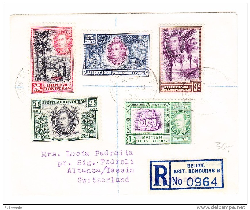 British Honduras  Belize ?0.8.1939 R-Brief Nach Altanca Schweiz - Honduras Britannique (...-1970)