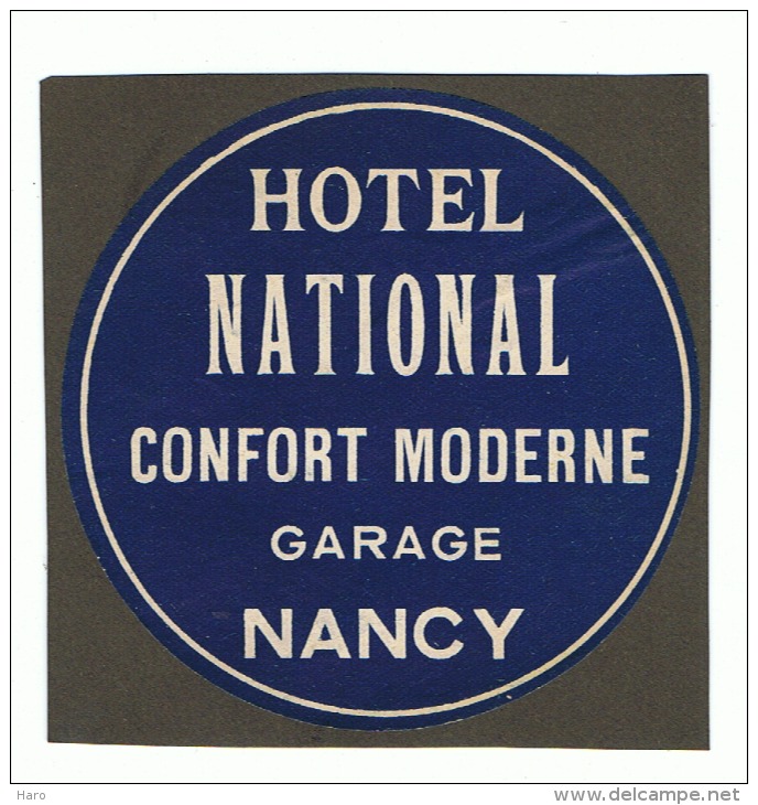 Etiquette Pour Valise - Hôtel National - NANCY - Publicité -  (ALB) - Pubblicitari