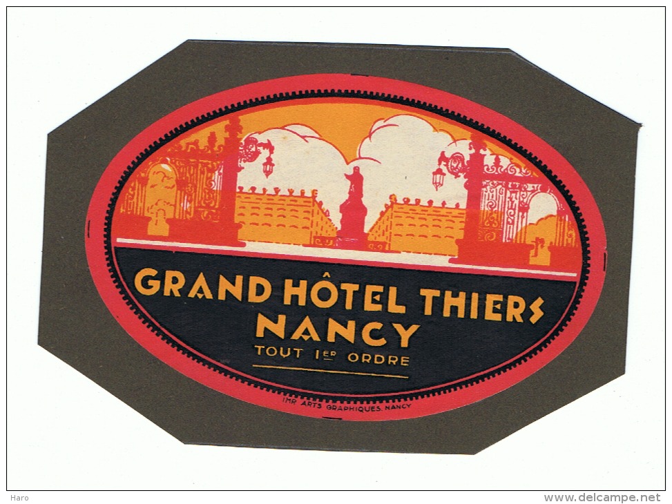 Etiquette Pour Valise - Grand Hôtel Thiers - NANCY - Publicité -  (ALB) - Advertising