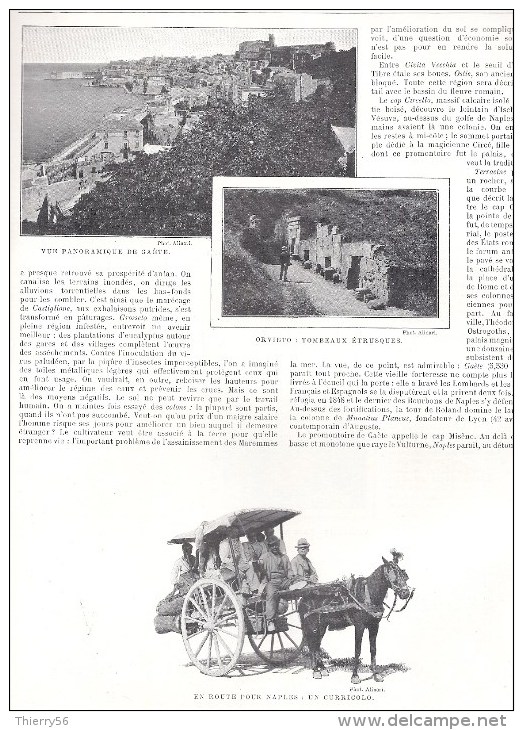 Orvieto Gaete Curricolo Cheval Charrette  Page Recto Verso Extraite Livre Italie Illustrée - Andere & Zonder Classificatie