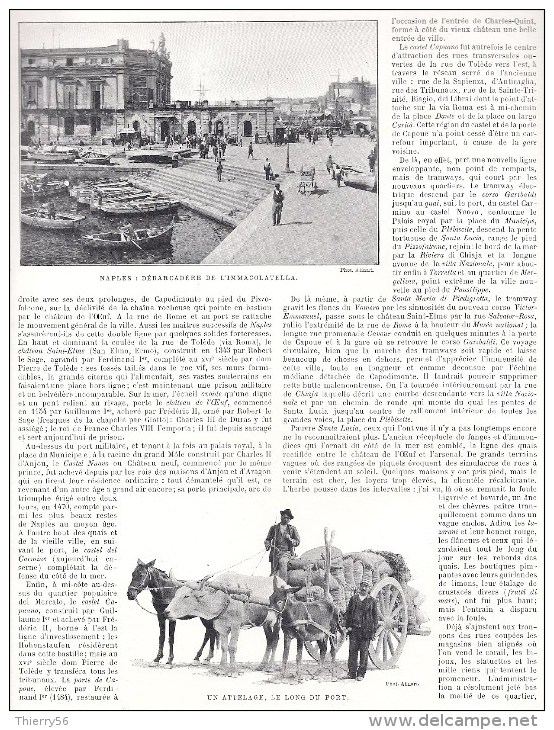 Naples Napoli Immacolatella Attelage Cheval Boeuf âne Page Recto Verso Extraite Livre Italie Illustrée - Altri & Non Classificati