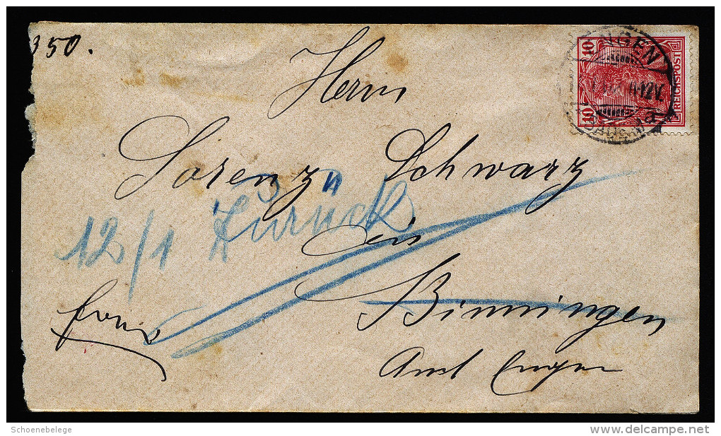 A3694) DR Brief 1902 Nach Binningen Unzustellbar Mit Vignette Retourverschluss Konstanz - Briefe U. Dokumente