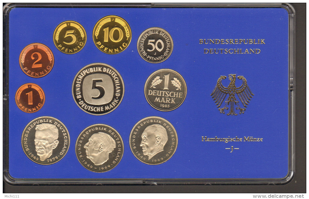 BRD Kursmünzensatz KMS Polierte Platte, Umlaufmünzenserie DM 1983  Prägestätte J - Münz- Und Jahressets