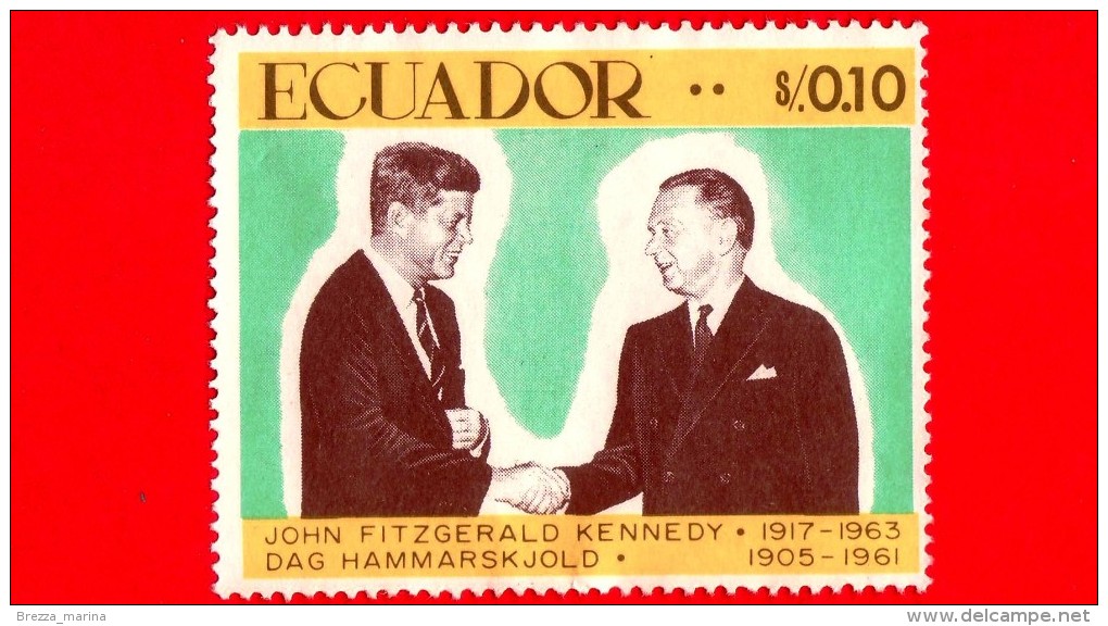 ECUADOR - Usato - 1967 - 50° Anniversario Della Nascita Di John Fitzgerald Kennedy E Dag Hammarskjöld - 0.10 - Ecuador