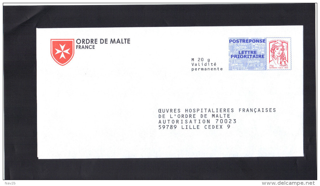 France . Postréponse . ORDRE DE MALTE . 15P164  . - PAP : Antwoord /Ciappa-Kavena