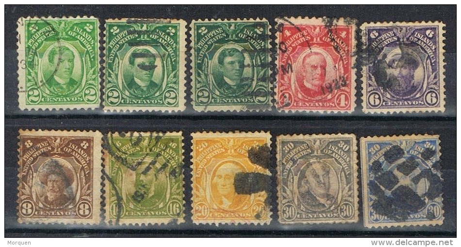 R 1063.  10 Sellos Varios FILIPINAS, Administracion Americana 1906 º - Filippijnen