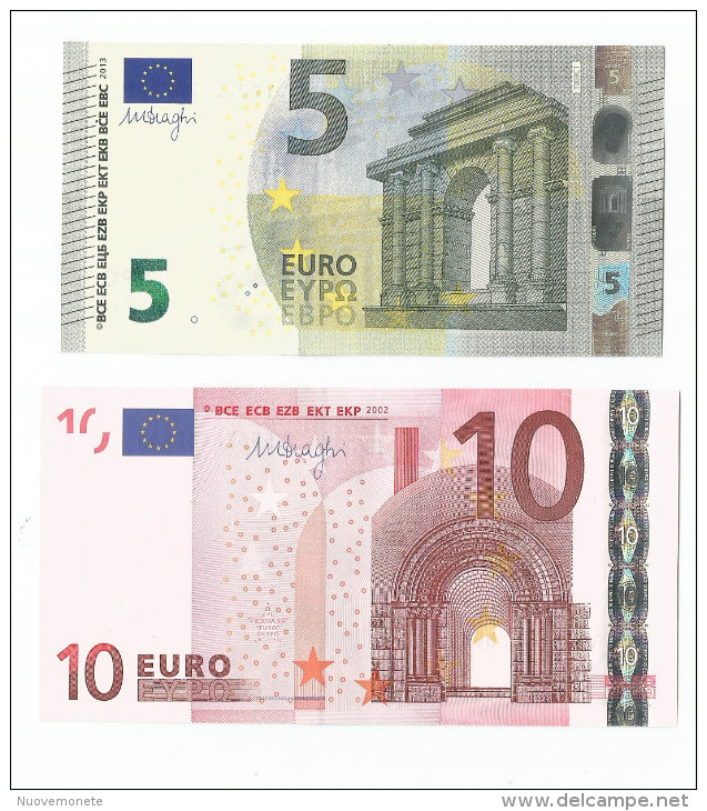 BANCONOTE DA 5 Euro TC T003 E 10 EURO T K007 IRLANDA  DRAGHI UNC RARE - CATALOGO 32 Euro - 10 Euro