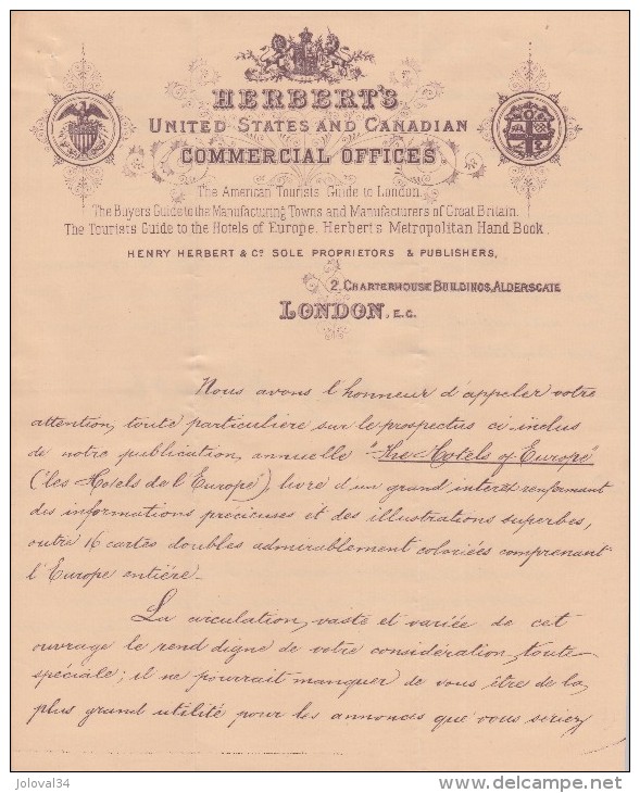 Lettre HERBERT´S United States And Canadian Commercial Office LONDON - United Kingdom