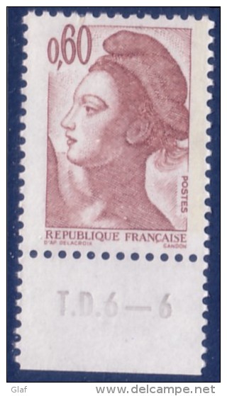 Liberté De Gandon 0,60 Brun-rose (n°2239) Numéro De Presse TD6-6 - 1982-1990 Liberté De Gandon