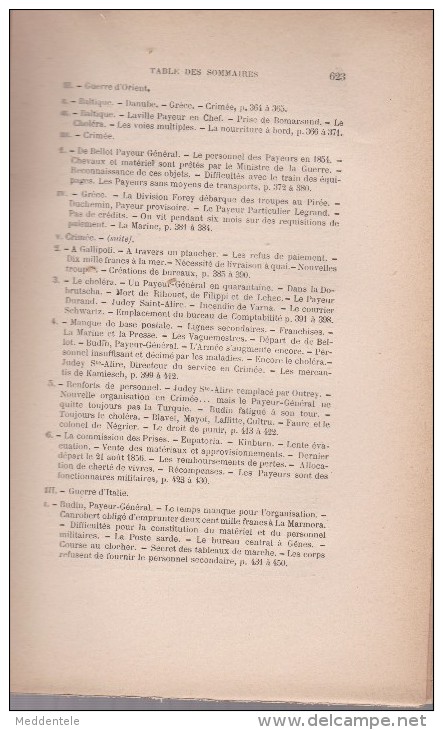 FREMONT - LES PAYEURS D'ARMEE (1293-1870) 650 PAGES - Edition 1906 Bon Etat -Sommaire Détaillé - Posta Militare E Storia Militare