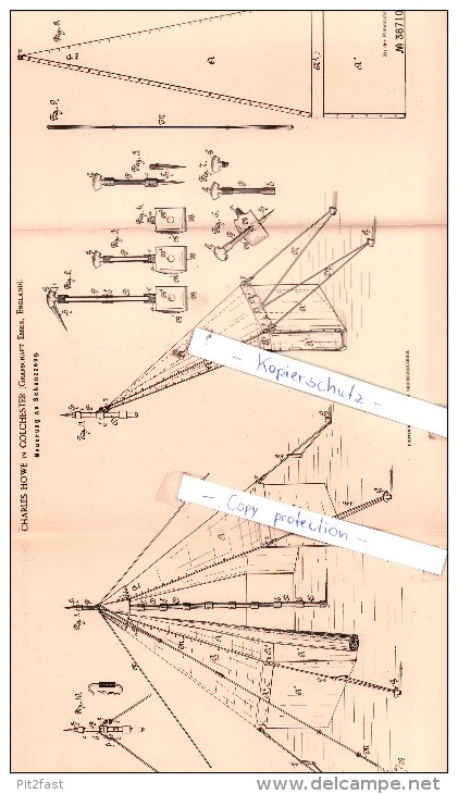 Original Patent  - Charles Howe In Colchester , Grafschaft Essex, England , 1886 , Schanzzeug !!! - Colchester