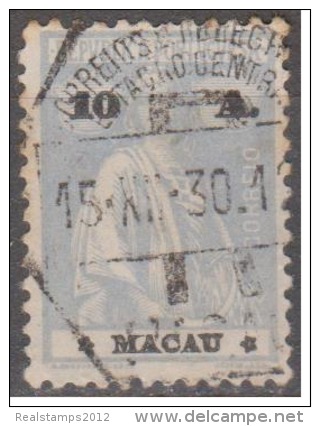 MACAU - 1913,  Ceres.  10 A. (Papel Liso, Fino Ou Médio. D. 12 X 11 1/2) ( Lll-lV )  (o)  MUNDIFIL  Nº 217b - Used Stamps