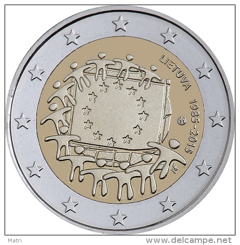 Lithuania 2 Euro 2015  30 Years Of European Flag UNC - Lithuania