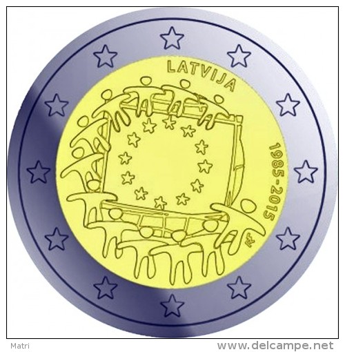 Latvia 2 Euro 2015  30 Years Of European Flag UNC - Latvia