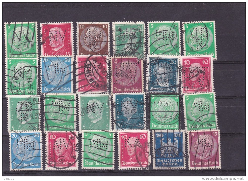 LOT 24 STAMPS Perforés,Perfin,Perfins  GERMANY. - Perforiert/Gezähnt