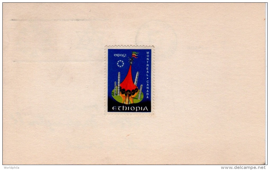 Canada Montreal 1967 Expo 67 / World Exhibition "Ethiopia Expo Label" On A Postal Card/postcard-VI - 1953-.... Regering Van Elizabeth II