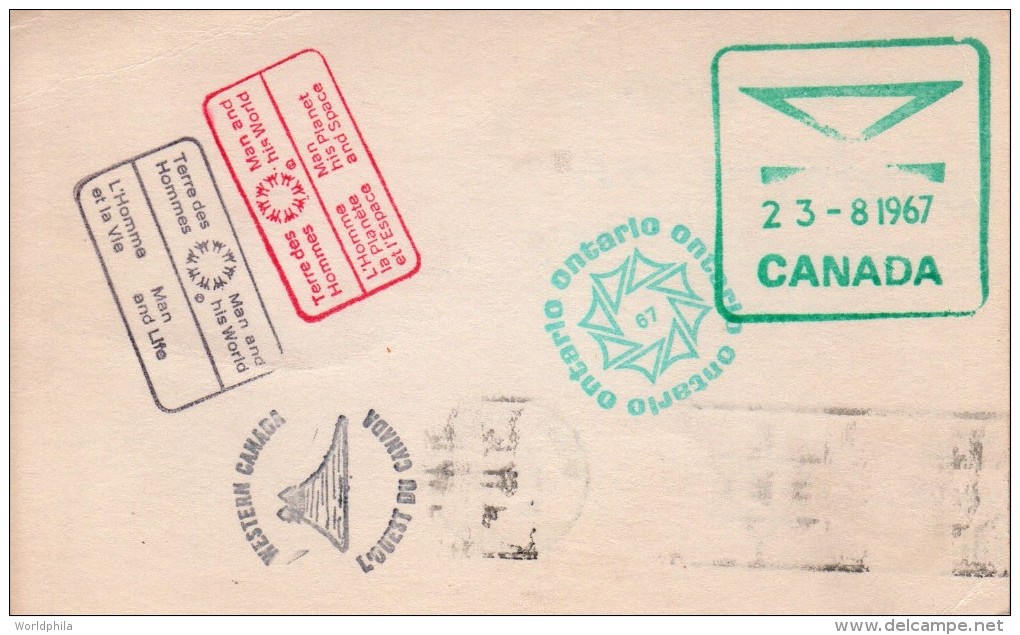 Canada Montreal 1967 Expo 67 / World Exhibition "Western Canada-Ontario" Postal Card/postcard-X - 1953-.... Reinado De Elizabeth II