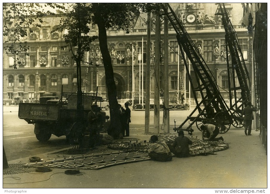 France Paris Fête Du 14 Juillet Preparations Du Bal Ancienne Photo Henri Manuel 1929 - Professions