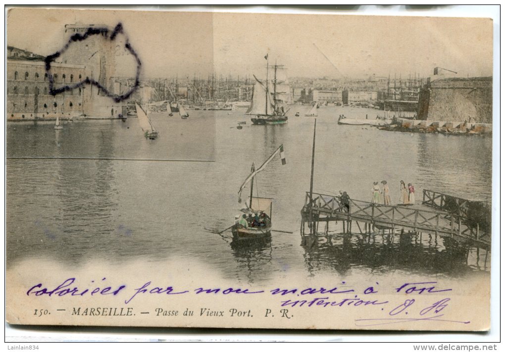 - 150 - MARSEILLE - Passe Du  Vieux Port, Peu Courante, Bateaux, Précurseur, écrite, 1904, Cachets, TBE, Scans. - Vecchio Porto (Vieux-Port), Saint Victor, Le Panier