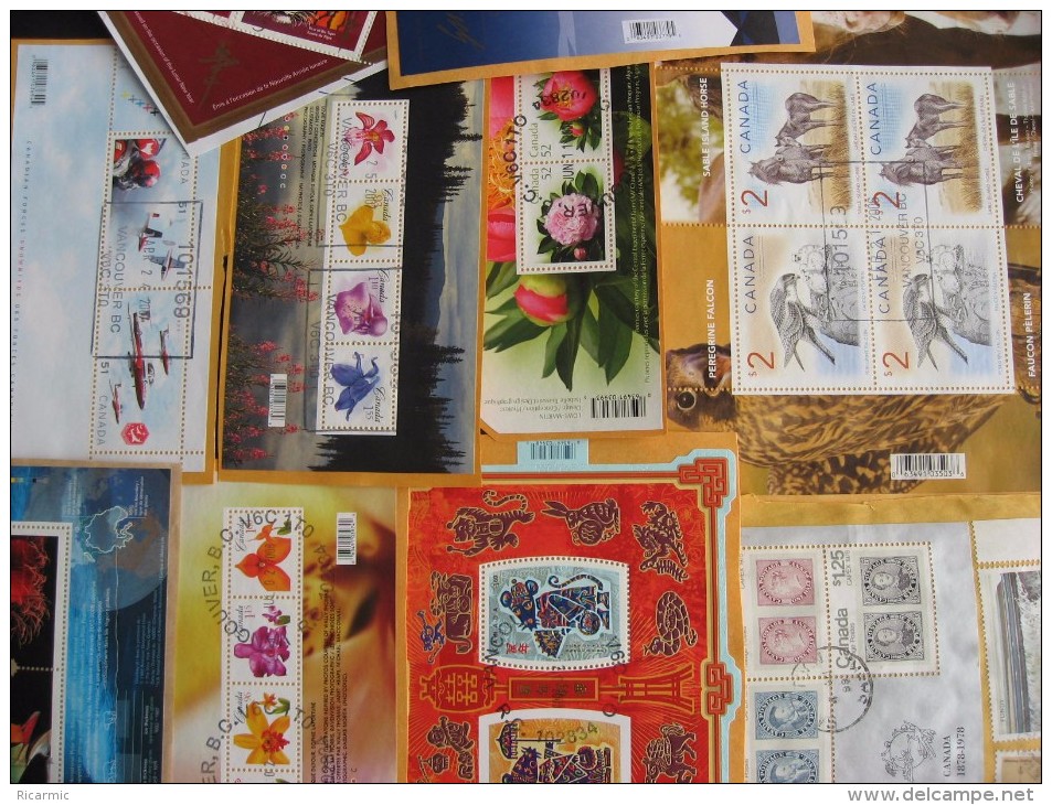 Canada 10 Different Used Souvenir Sheets Still On Piece (many On Kraft Paper) Check Them Out!! - Vrac (max 999 Timbres)