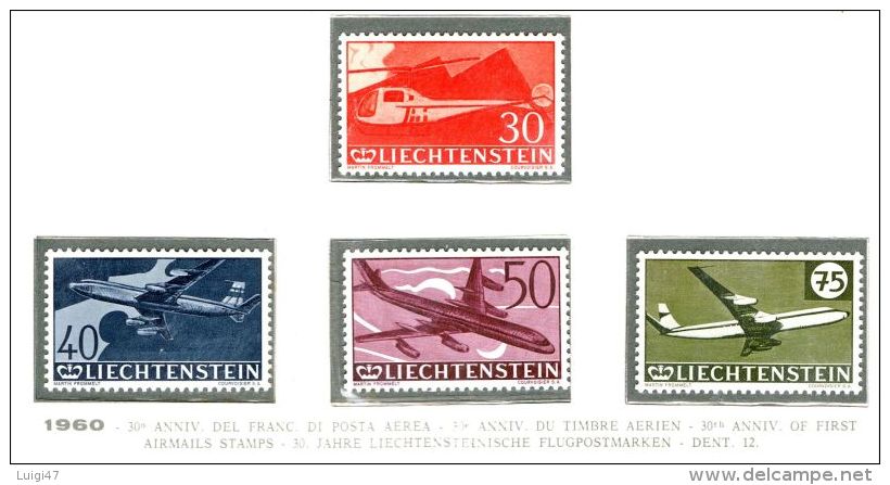 1960 - 30° Anniversario Del Francobollo Di Posta Aerea  N° 34/37 - Air Post