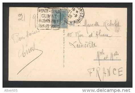 Daguin Monte-Carlo - Climat Incomparable Tous Les Sports - 21 09 1928 Sur CPA Des Jardins - Postmarks