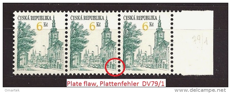 Czech Republic  Tschechische Republik  1994 MNH ** Mi 52 Sc 2893 Städte Slaný. Plate Flaw, Plattenfehler  DV79/1 - Unused Stamps