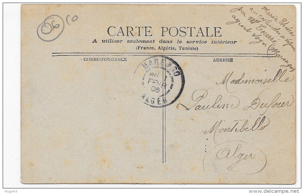 (RECTO / VERSO) MONTE CARLO EN 1906 - TERRASSE DU CASINO AVEC PERSONNAGE - BEAU CACHET ALGER MARENGO - CPA - Les Terrasses