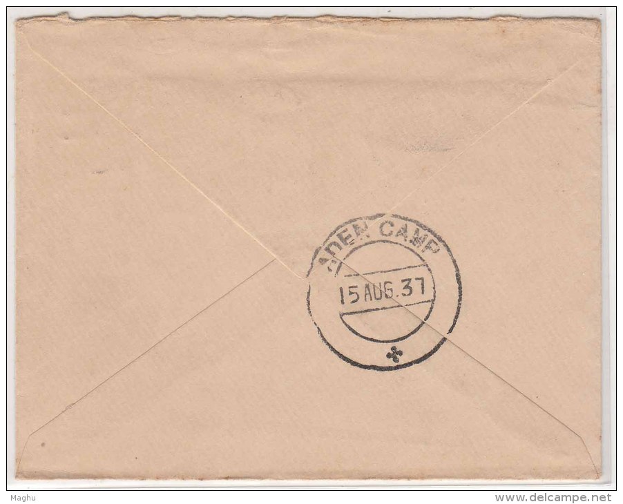 Great Britain Reading FDC 1&frac12;d 1937 To Aden Camp, Slogan Cancel - ....-1951 Pre Elizabeth II