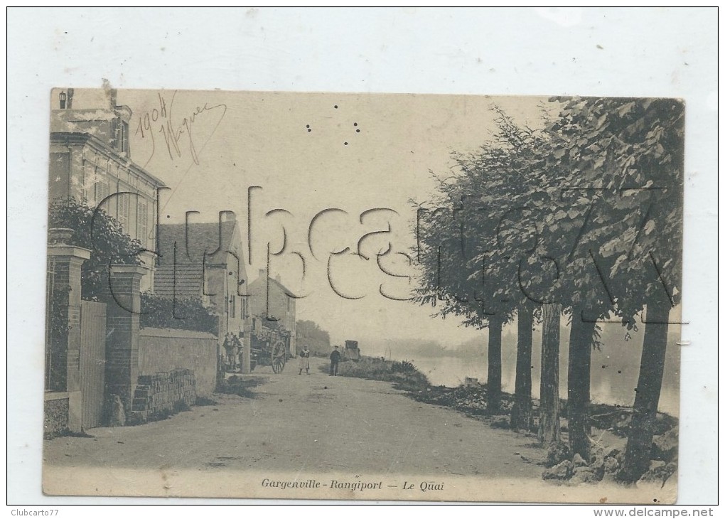 Gargenville (78)  : Un Attelage En PP Dans La Ra Rue Des Quais De Bangiport En 1904 (animé) PF. - Gargenville