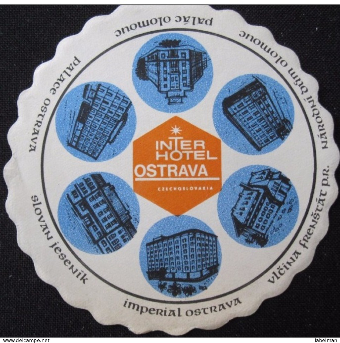 HOTEL INN PRIJEMMY NAS OSTRAVA CSSR CSR CZECH REPUBLIC CZECHOSLOVAKIA LUGGAGE LABEL ETIQUETTE AUFKLEBER DECAL STICKER - Hotel Labels